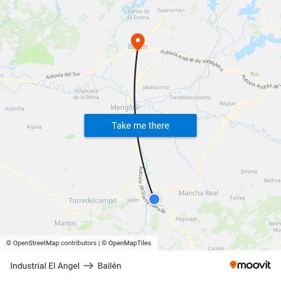 Industrial El Angel to Bailén map