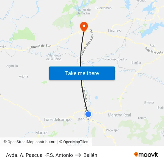 Avda. A. Pascual -F.S. Antonio to Bailén map