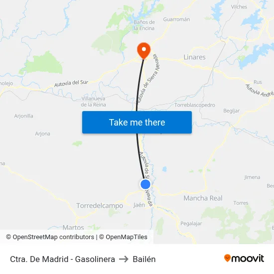 Ctra. De Madrid - Gasolinera to Bailén map