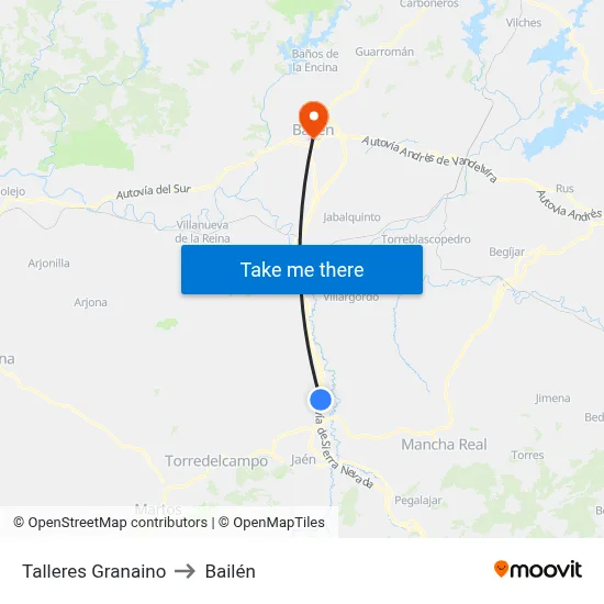 Talleres Granaino to Bailén map
