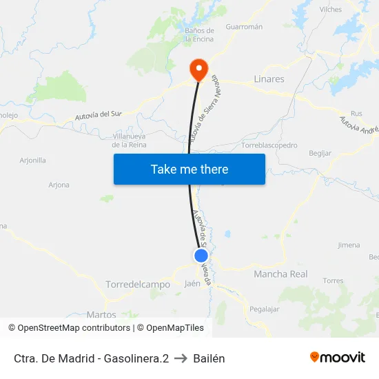 Ctra. De Madrid - Gasolinera.2 to Bailén map