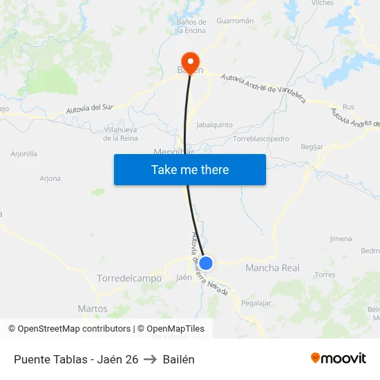Puente Tablas - Jaén 26 to Bailén map