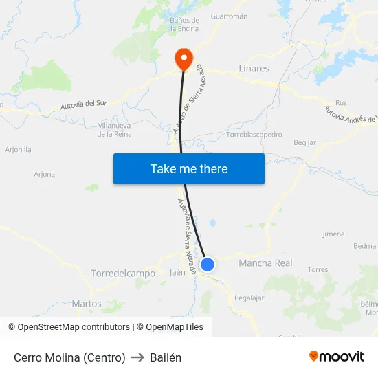 Cerro Molina (Centro) to Bailén map