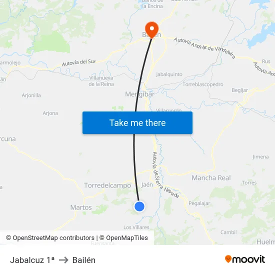 Jabalcuz 1ª to Bailén map