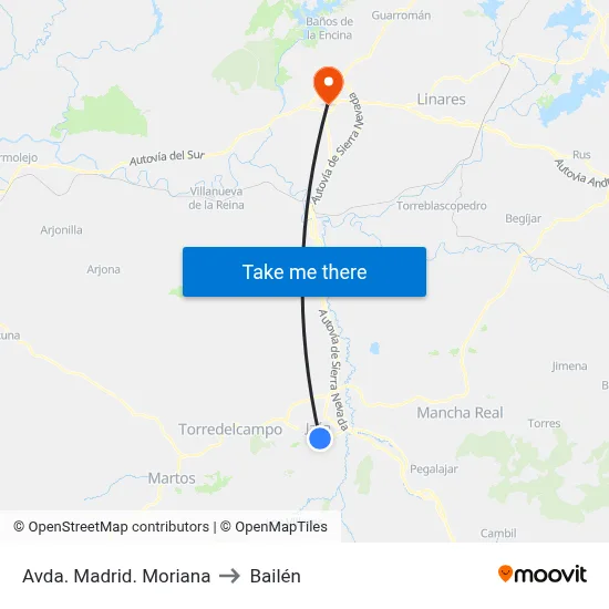 Avda. Madrid. Moriana to Bailén map