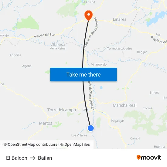 El Balcón to Bailén map