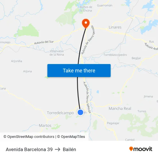Avenida Barcelona 39 to Bailén map