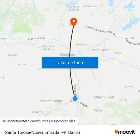 Santa Teresa-Nueva Entrada to Bailén map