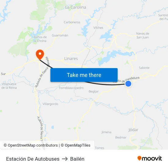 Estación De Autobuses to Bailén map