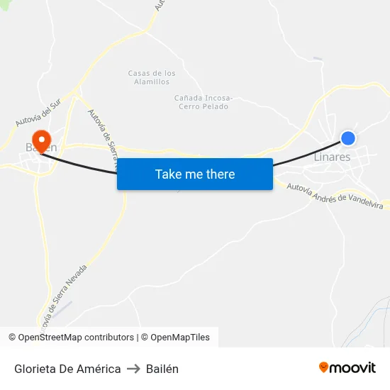 Glorieta De América to Bailén map