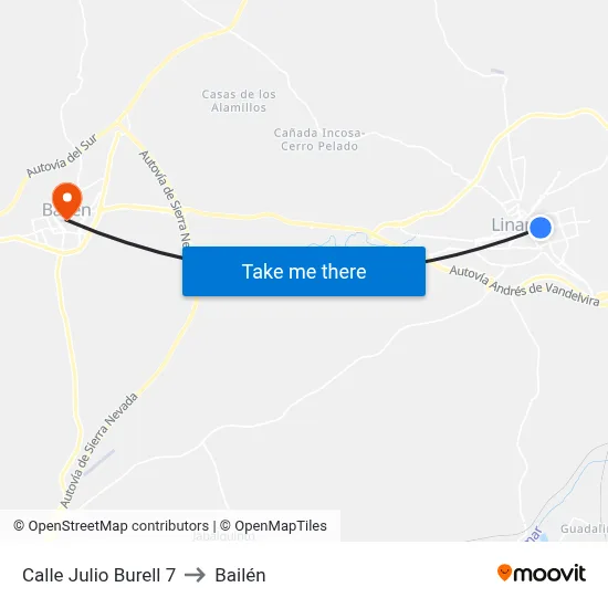 Calle Julio Burell 7 to Bailén map