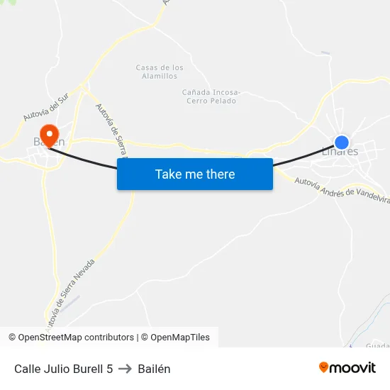 Calle Julio Burell 5 to Bailén map
