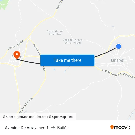 Avenida De Arrayanes 1 to Bailén map