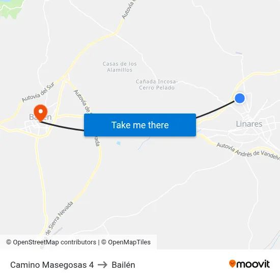 Camino Masegosas 4 to Bailén map