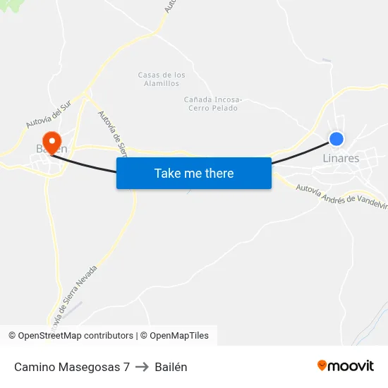 Camino Masegosas 7 to Bailén map