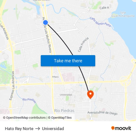 Hato Rey Norte to Universidad map