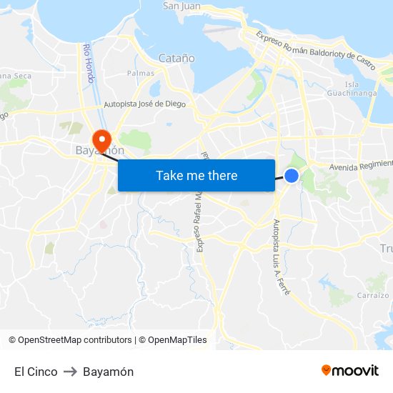 El Cinco to Bayamón map