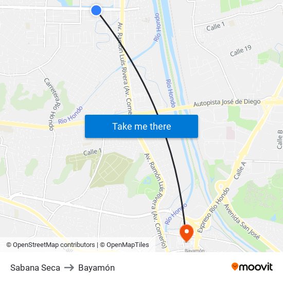 Sabana Seca to Bayamón map