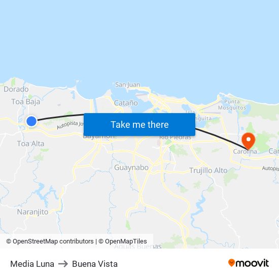 Media Luna to Buena Vista map