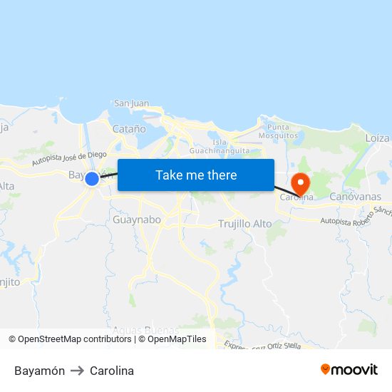 Bayamón to Carolina map