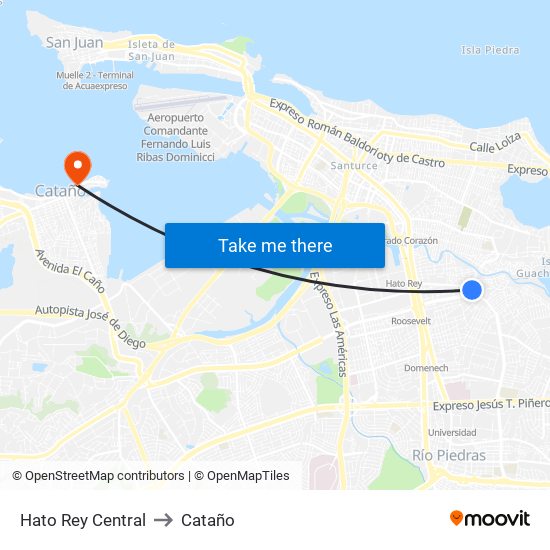 Hato Rey Central to Cataño map