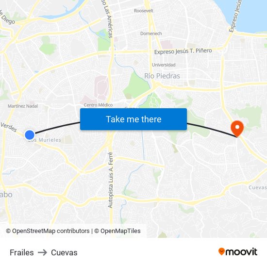 Frailes to Cuevas map