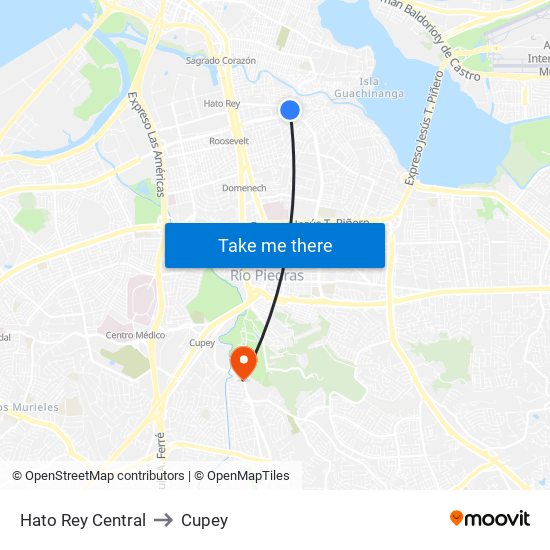 Hato Rey Central to Cupey map