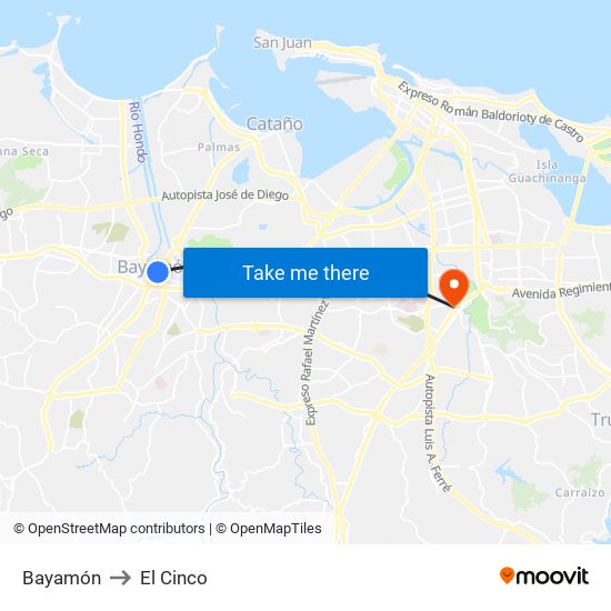 Bayamón to El Cinco map