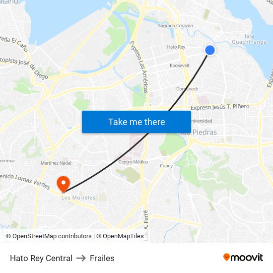 Hato Rey Central to Frailes map