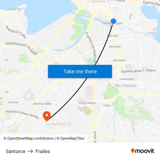 Santurce to Frailes map