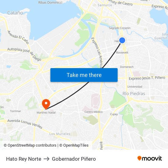 Hato Rey Norte to Gobernador Piñero map