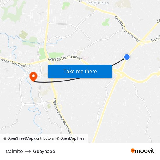 Caimito to Guaynabo map