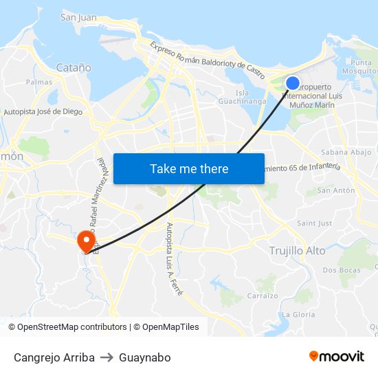 Cangrejo Arriba to Guaynabo map