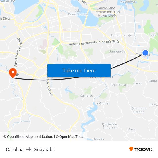 Carolina to Guaynabo map