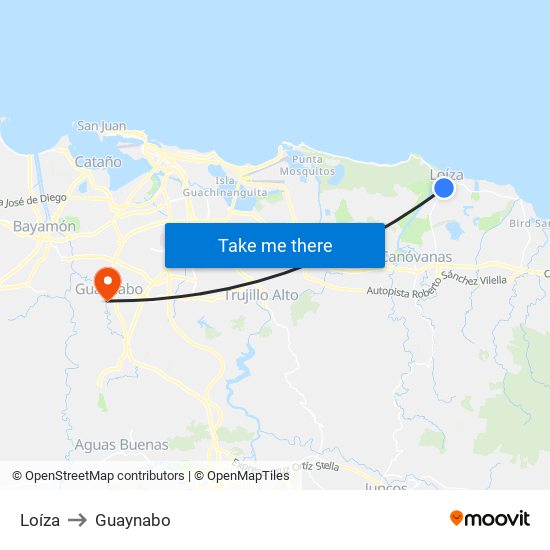 Loíza to Guaynabo map
