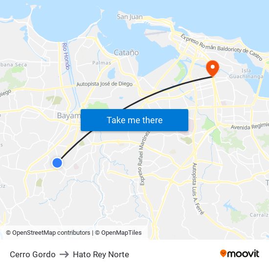 Cerro Gordo to Hato Rey Norte map