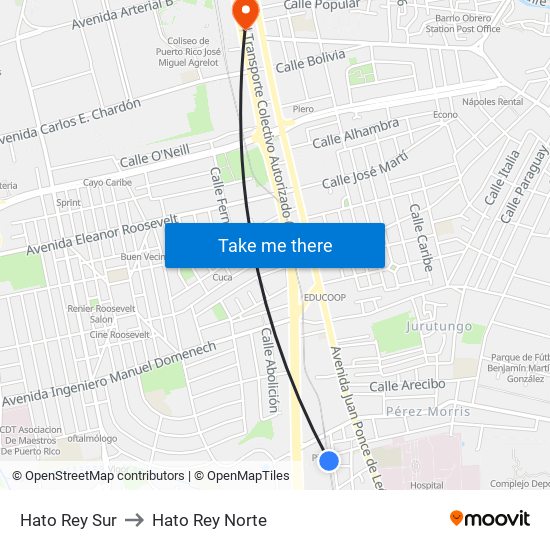 Hato Rey Sur to Hato Rey Norte map