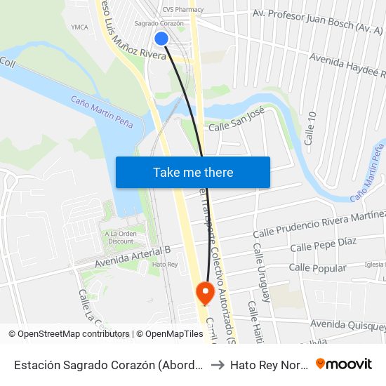 Estación Sagrado Corazón (Abordo) to Hato Rey Norte map