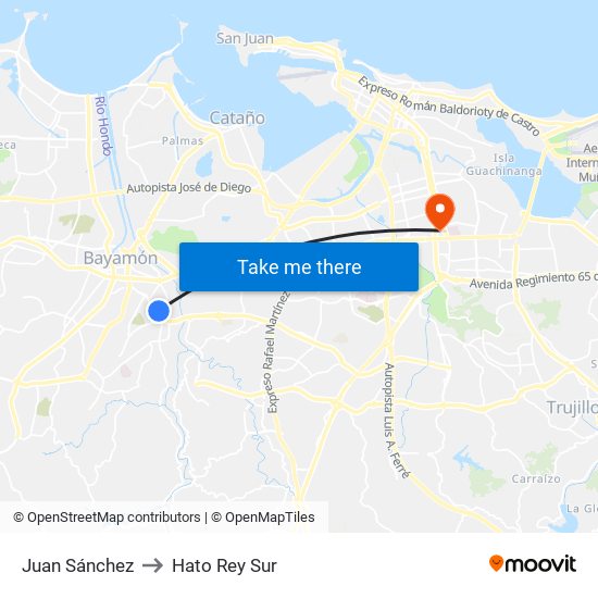 Juan Sánchez to Hato Rey Sur map