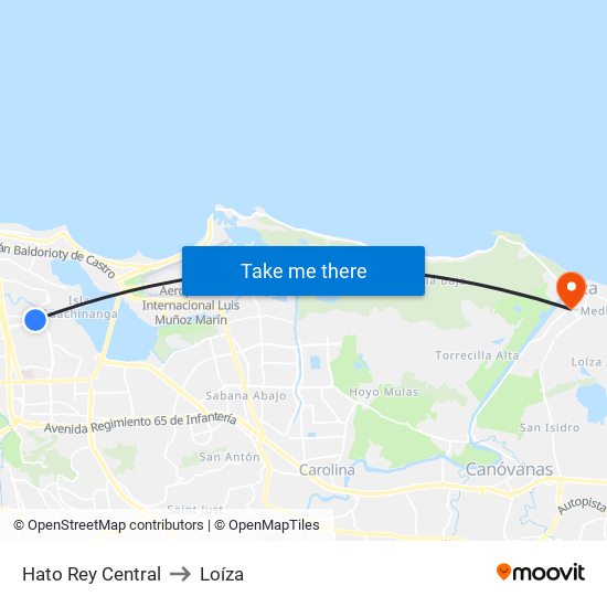 Hato Rey Central to Loíza map