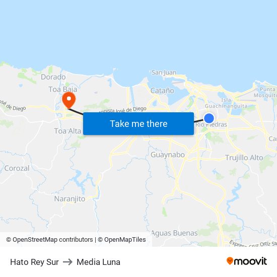 Hato Rey Sur to Media Luna map