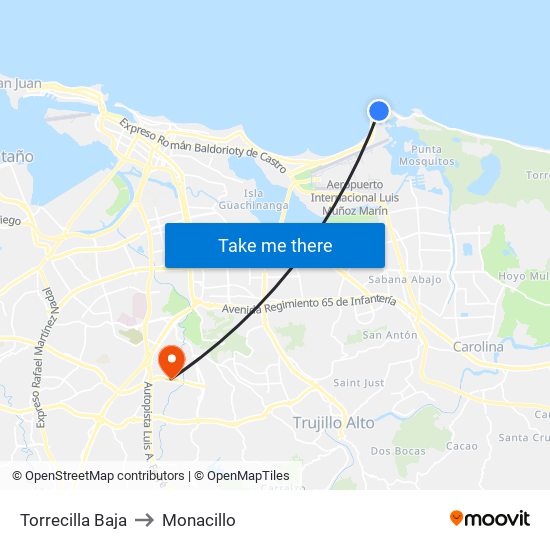 Torrecilla Baja to Monacillo map