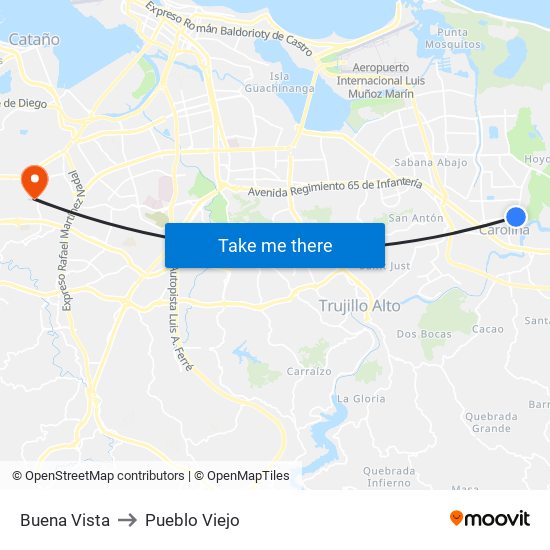 Buena Vista to Pueblo Viejo map