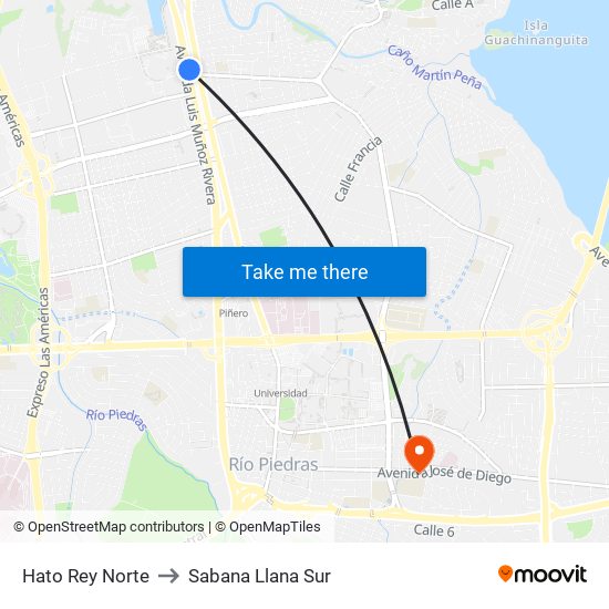 Hato Rey Norte to Sabana Llana Sur map
