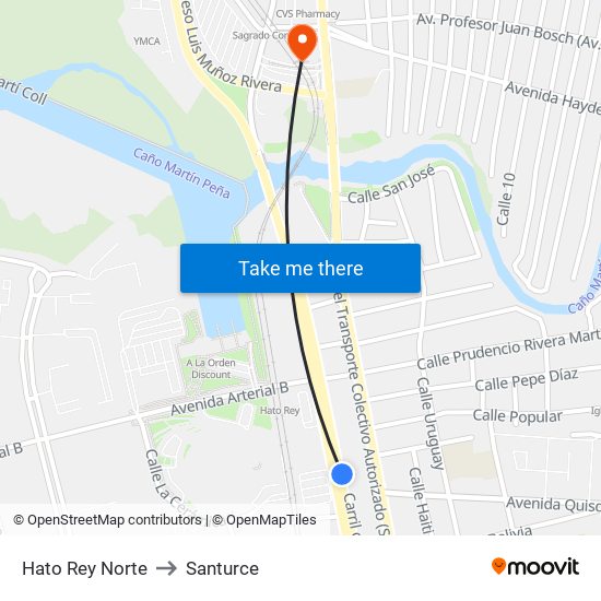 Hato Rey Norte to Santurce map