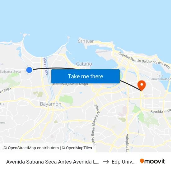 Avenida Sabana Seca Antes Avenida Los Dominicos to Edp University map