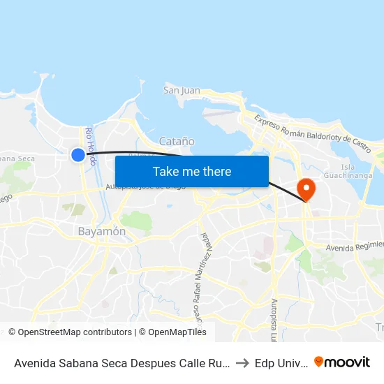 Avenida Sabana Seca Despues Calle Rufino Ramirez Luis to Edp University map