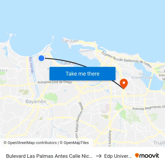 Bulevard Las Palmas Antes Calle Nicaragua to Edp University map