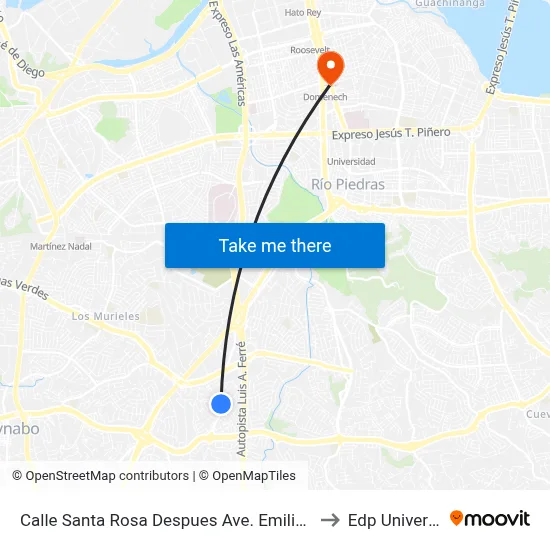 Calle Santa Rosa Despues Ave. Emiliano Pol to Edp University map
