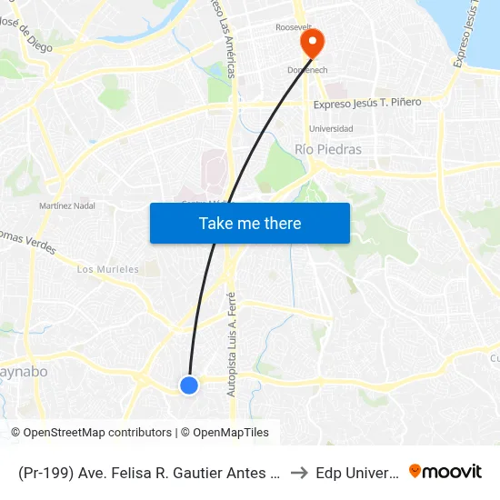 (Pr-199) Ave. Felisa R. Gautier Antes Calle A to Edp University map